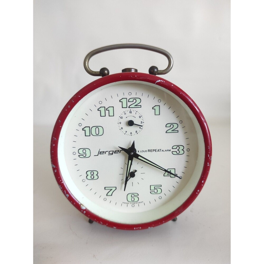 Reloj Despertador Mecánico De Mesa Jerger Hecho En Alemania Vintage RO9JO UR1